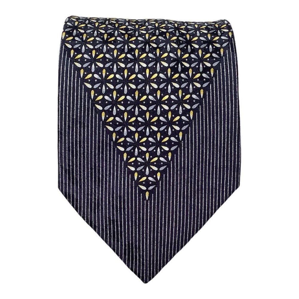 VITALIANO PANCALDI Navy Geometric Silk Tie Made In Italy 60"-3.75" EX COND